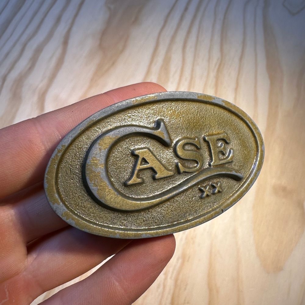 Vintage Case XX Belt Buckle Brass Tone Oval Logo Made in USA